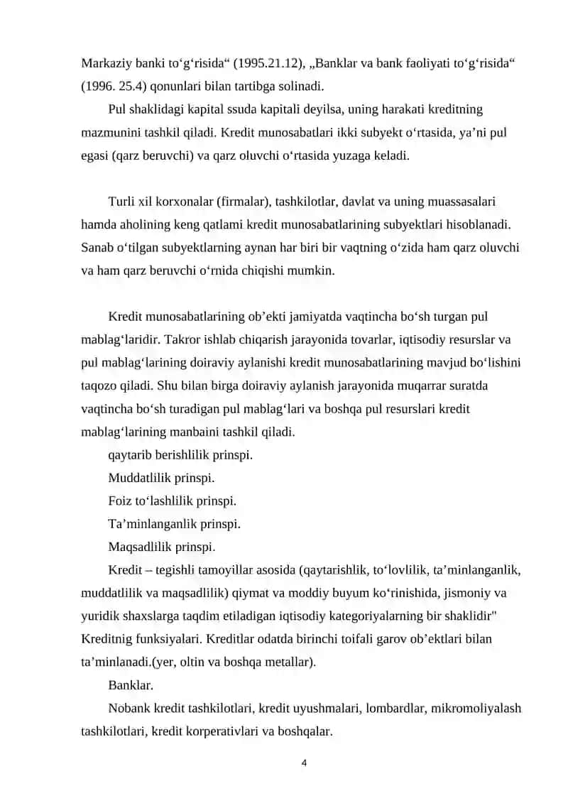 Kredit tizimi va uning tarkibi 4
