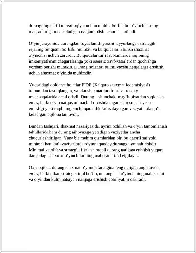 SHAXMAT O'YINIDA DURANG HOLATLARI 4