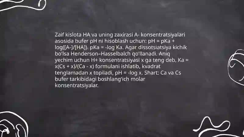 Analitik kimyoda bufer tenglamalar 4