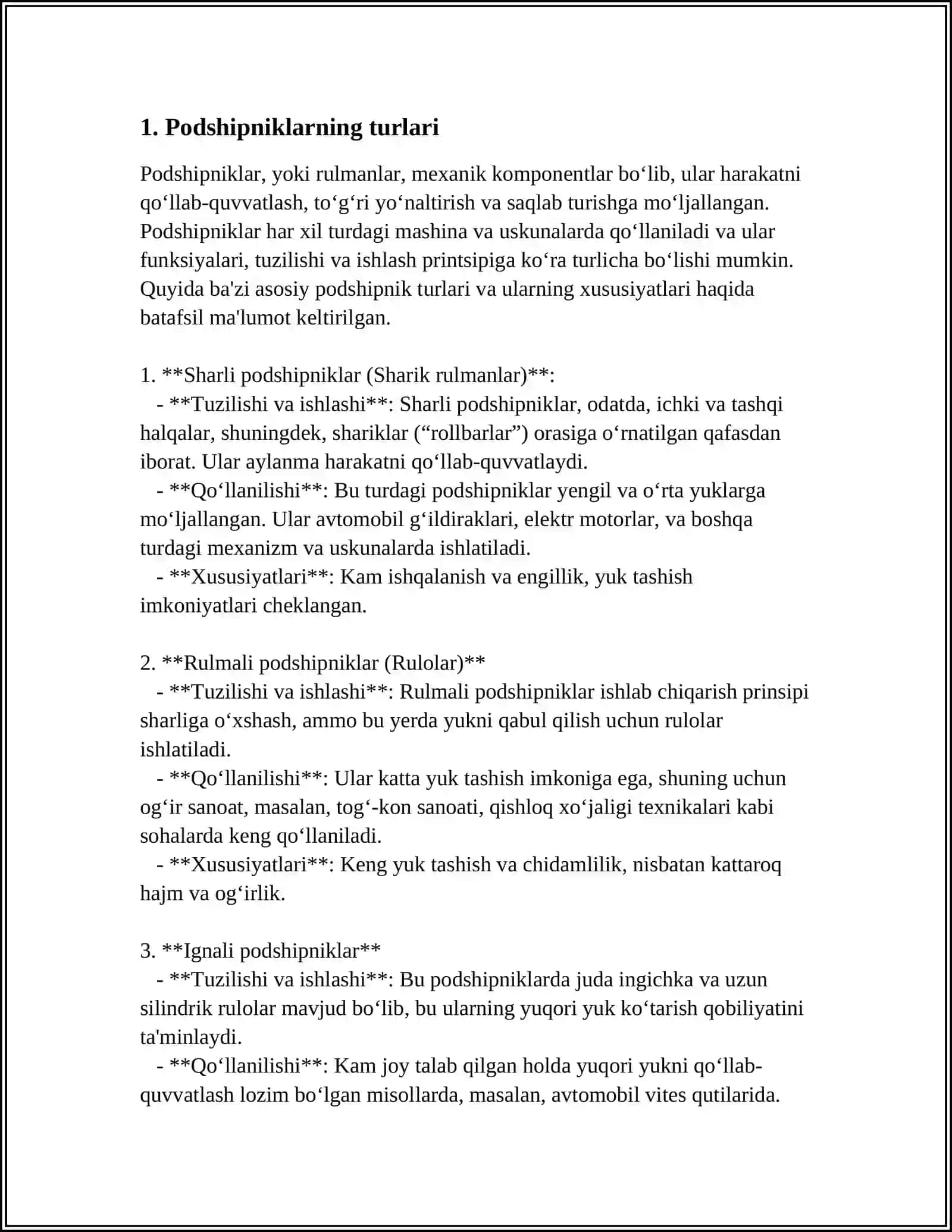 PODSHIPNIKLAR TO'G'RISIDA UMUMIY TUSHUNCHA 4