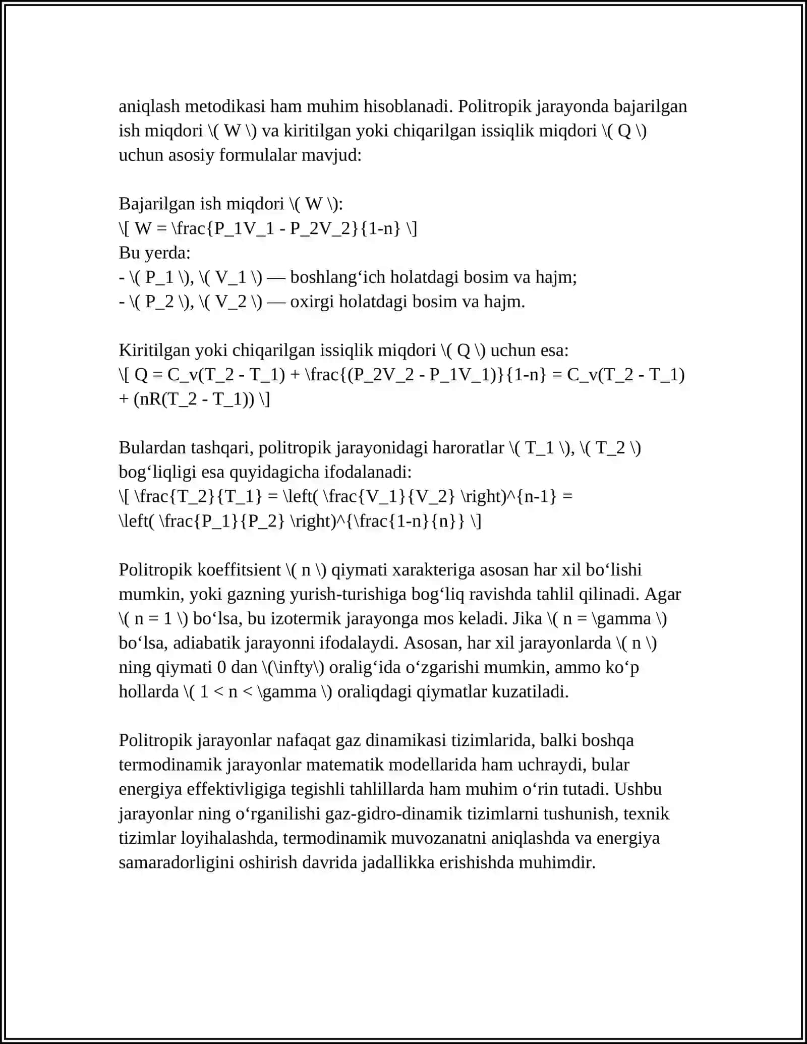 POLITROPIK JARAYONLAR 4