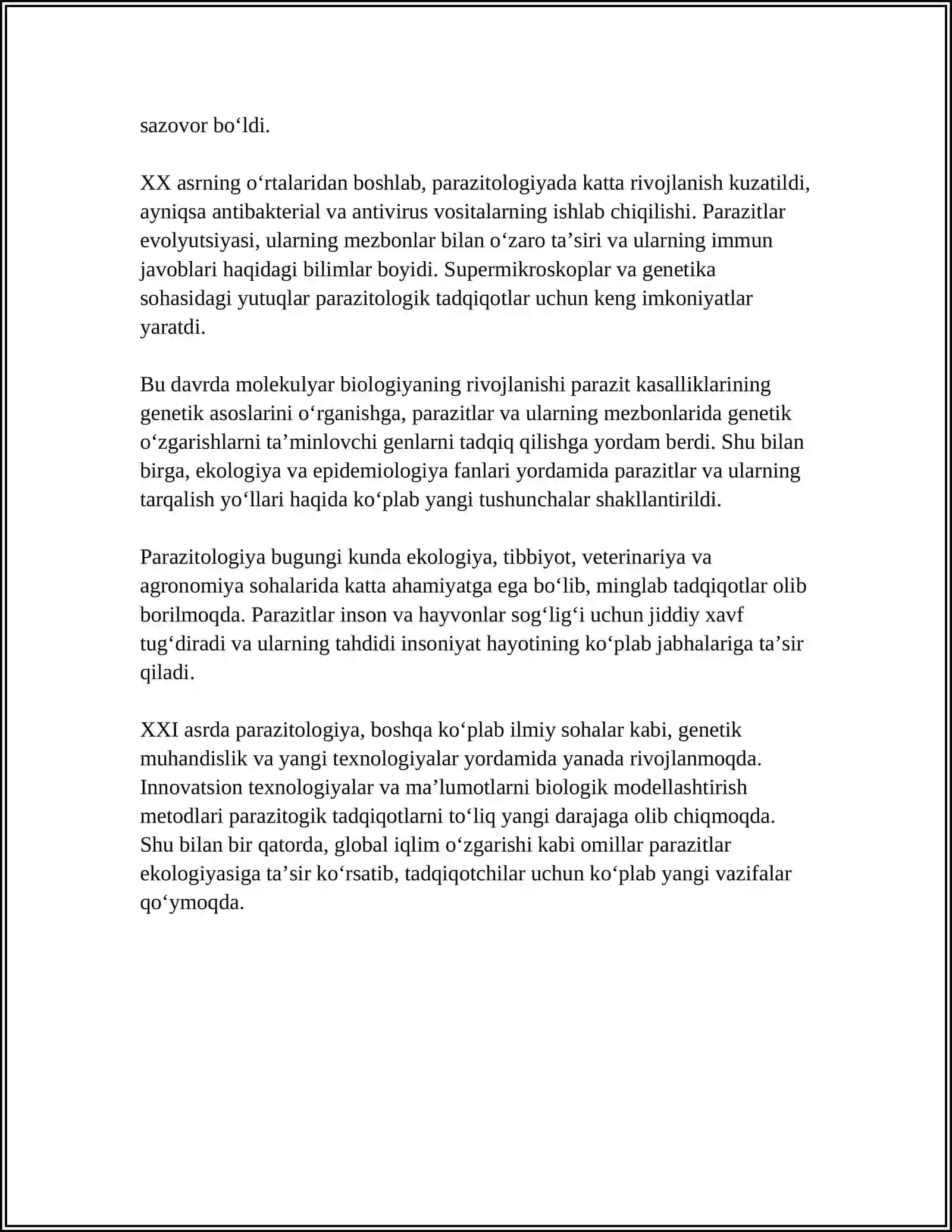 PARAZITOLOGIYA AHAMIYATI 4