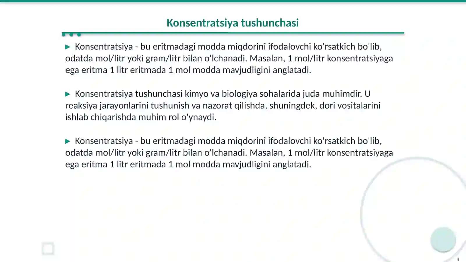 REYAKSIYA TEZLIGIGA KONSENTIRATSIYANING TASIRI 4