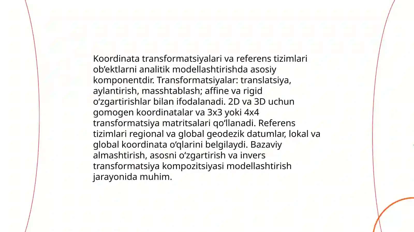 Ob’ektlarning analitik modellarini qurish usullari 4