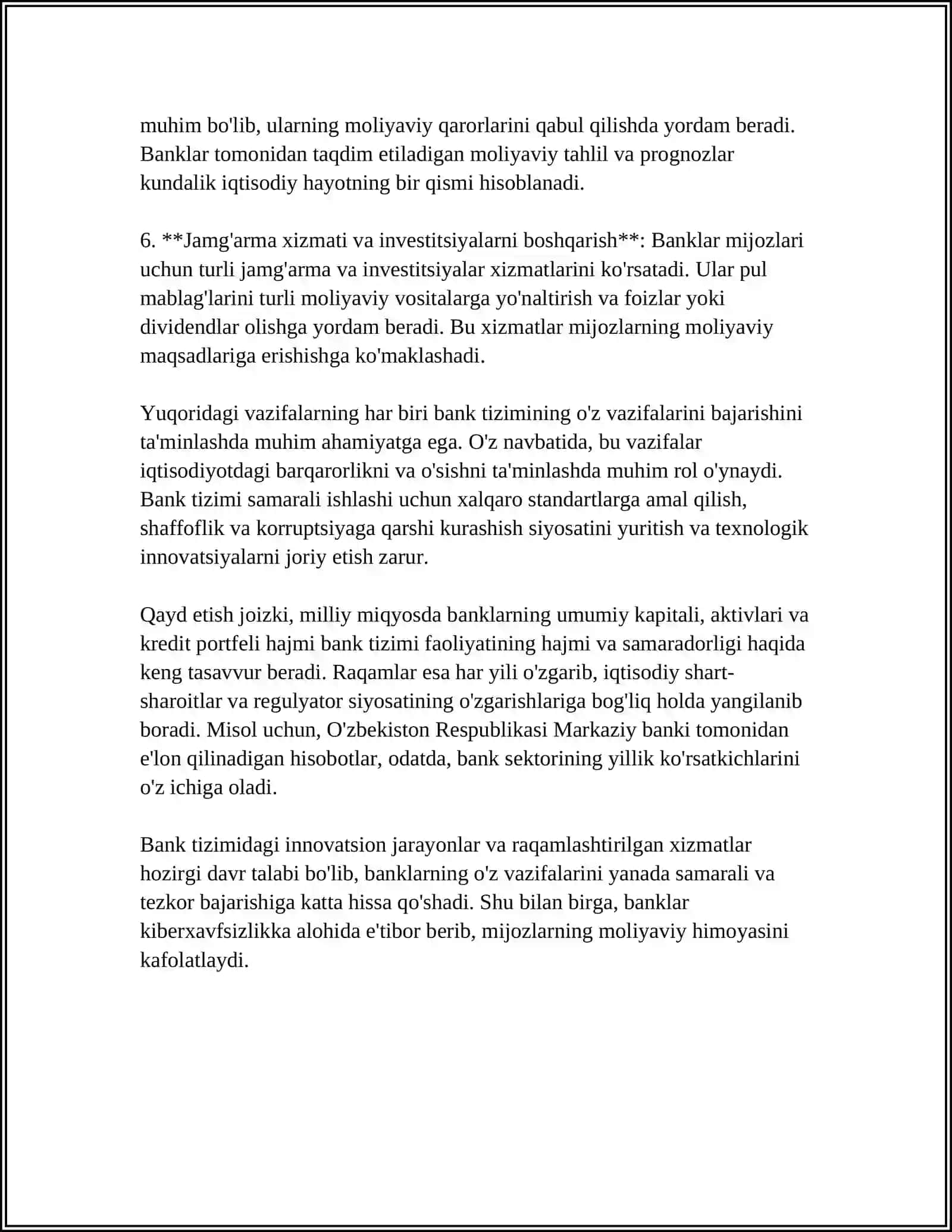 BANK TIZIMI - MOLIYA TIZIMINING ASOSIY TARKIBIY QISMI 4