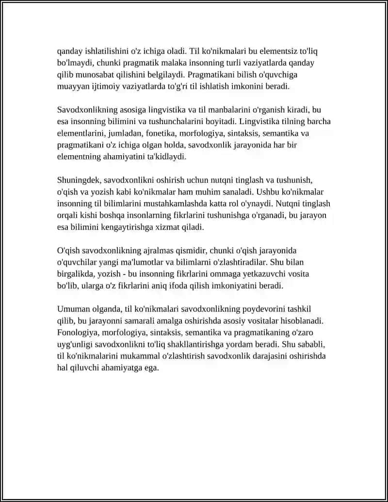 Savodxonlikning asosiy jihatlari 4
