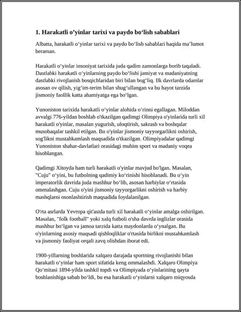 HARAKATLI OʼYINLARNING VUJUDGA KELISHI,ULARNING INSON SOGʼLIGINI MUSTAHKAMLASH, JISMONIY, MAʼNAVIY-MADANIY TARBIYADAGI OʼRNI 4