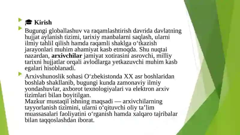 Arxivchilarning oliy o‘quv yurtlari 4