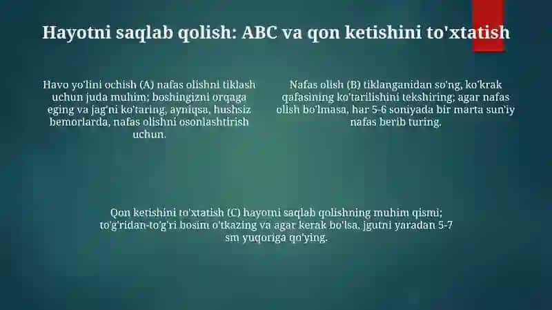 Og'ir shikastlanishlarda birinchi yordam 4