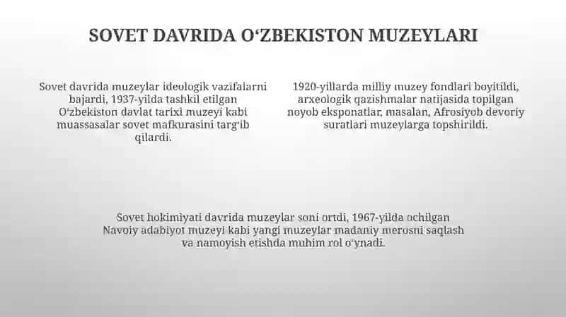 O‘ZBEKISTONDA MUZEY IShI TARIXI 4