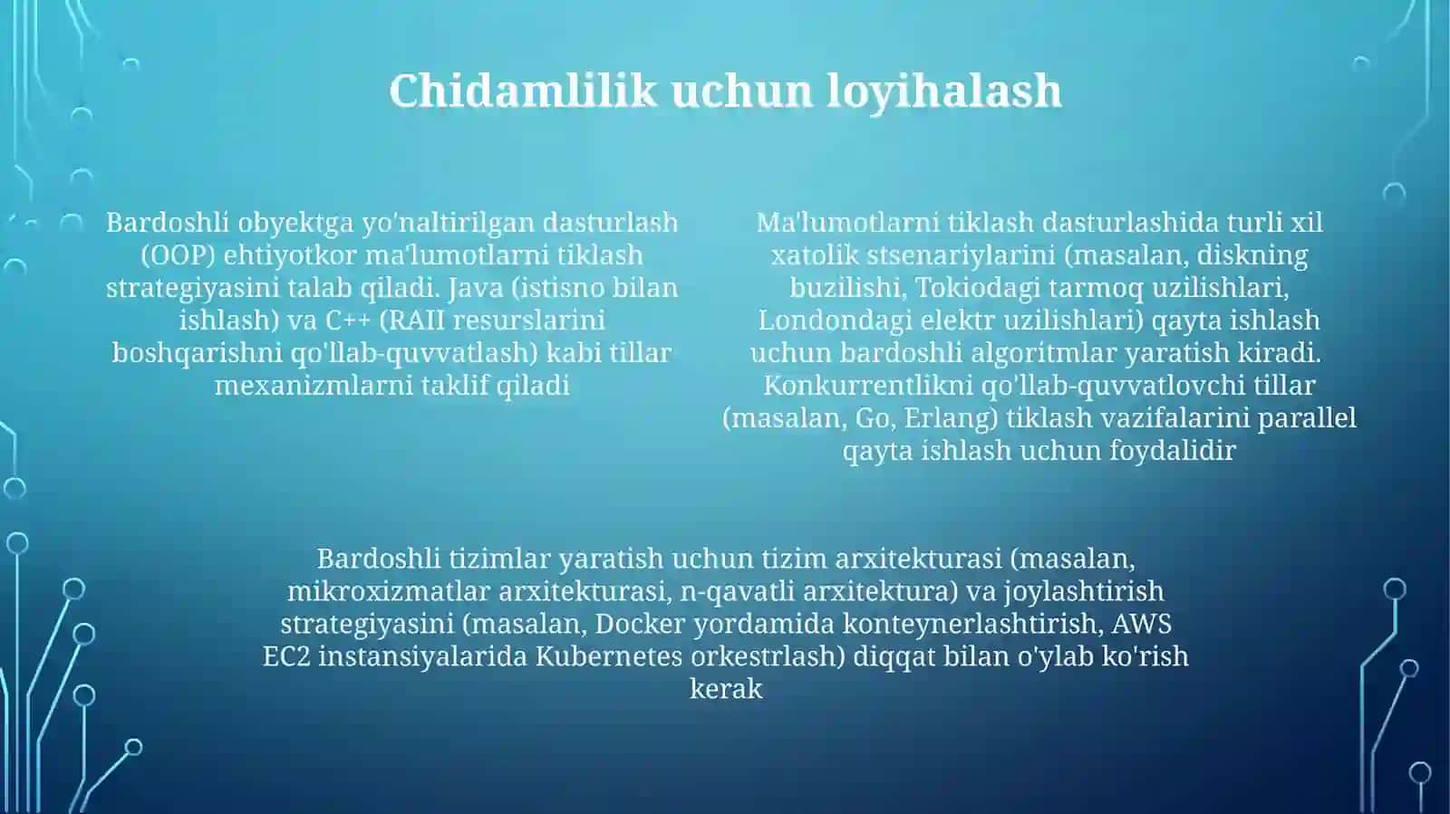Ob’ektga yo‘naltirilgan ma’lumotlarni tiklash dasturlash tillari 4