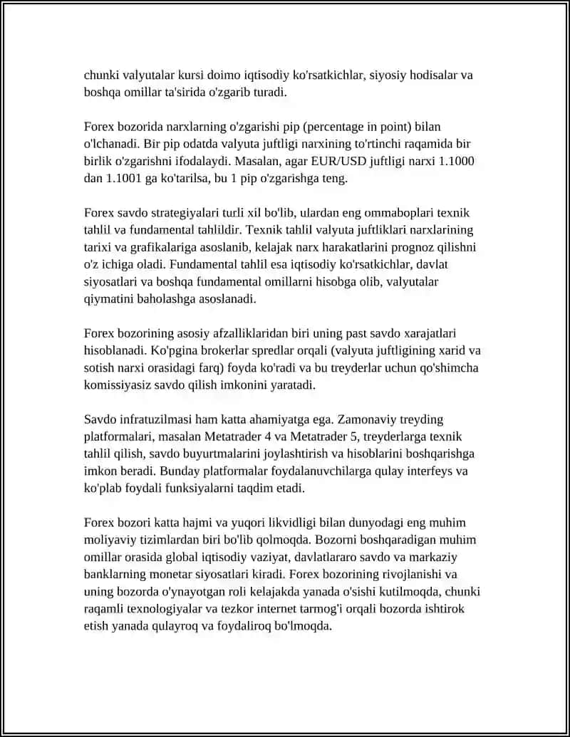 VALYUTA MABLAGʻLARI HARAKATINI TAHLILI 4