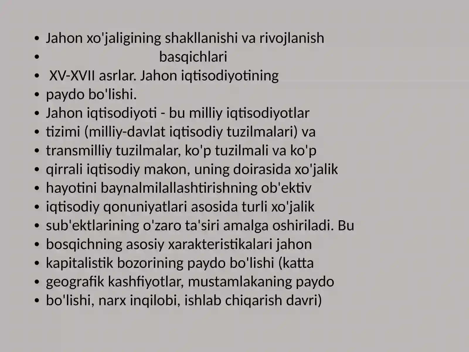 Mehnat taqsimotining bo‘linishi va jahon xo‘jaligi 4