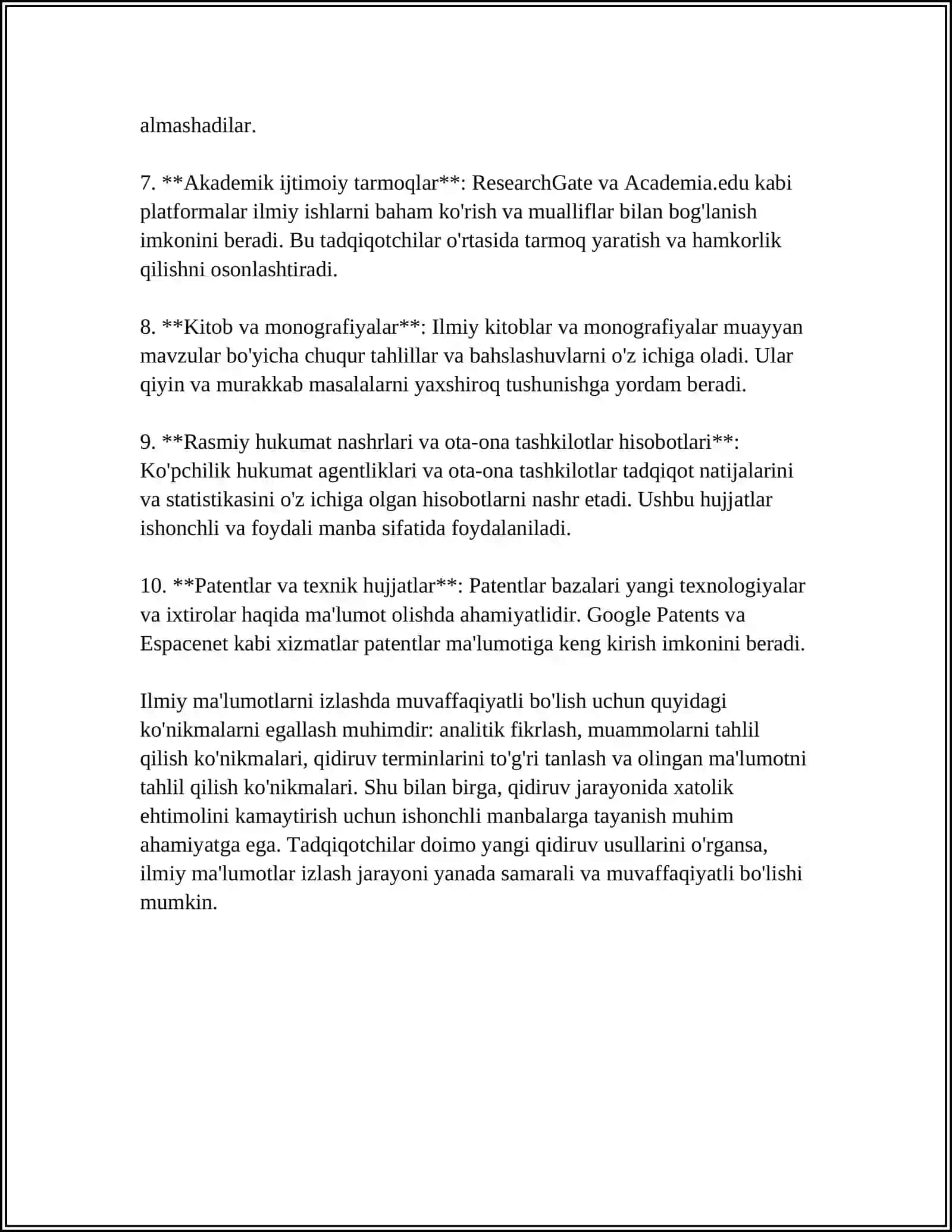 ILMIY INFORMATSIYA IZLASH VA TO'PLASH 4