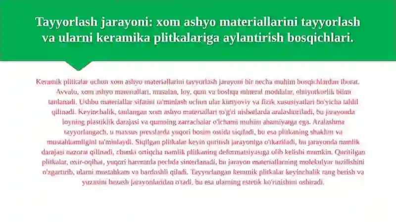 Keramik plitkalar uchun xom ashyo materiallari 4