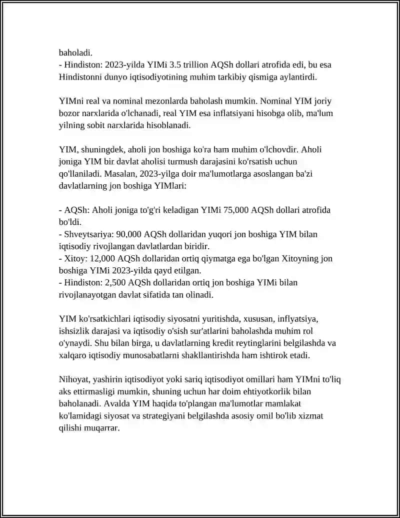 Yalpi Ichki Mahsulotlar Statistikasi 4