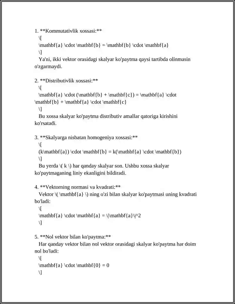 Skalyar ko'paytma (ichki ko'paytma) 4