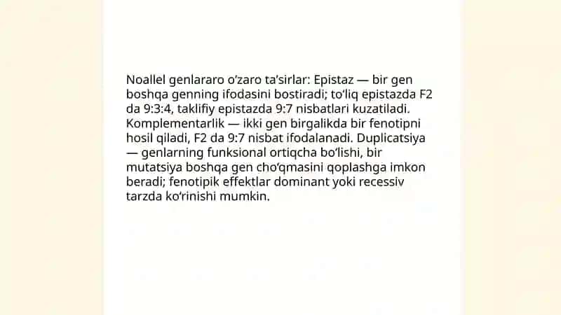 Noallel genlarning irsiylanishi. Polimeriy irsiylanish haqida 4