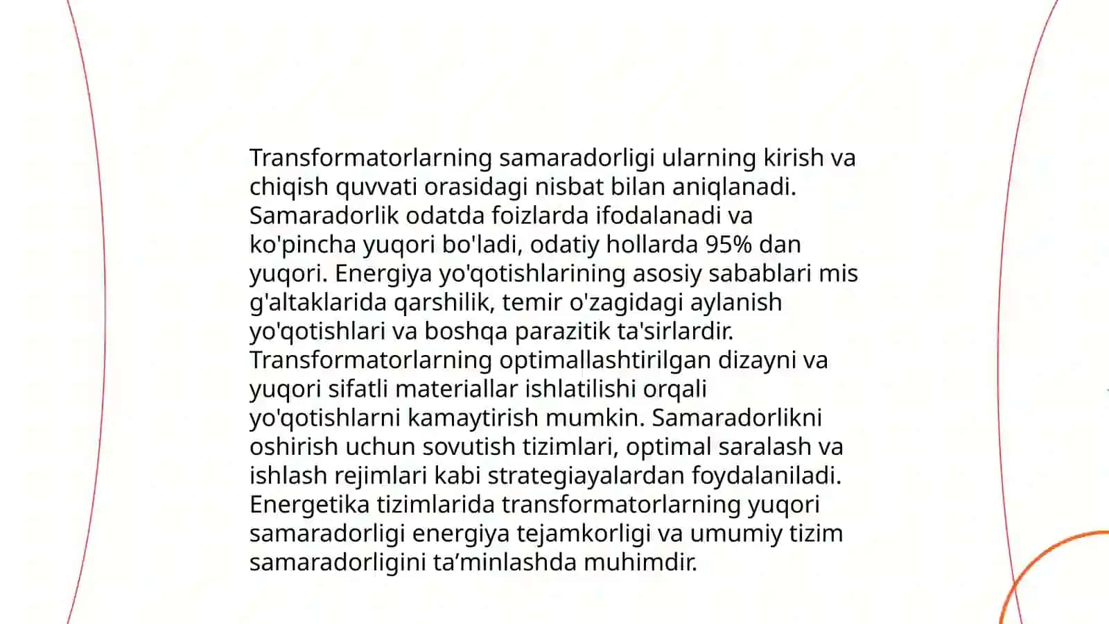 Liniya va tranformatordagi energiya isrofi 4