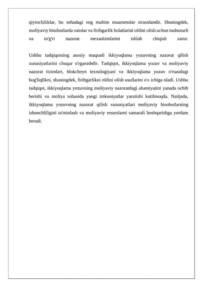 Ikkiyoqlama yozuvning nazorat qilish xususiyatlari 4