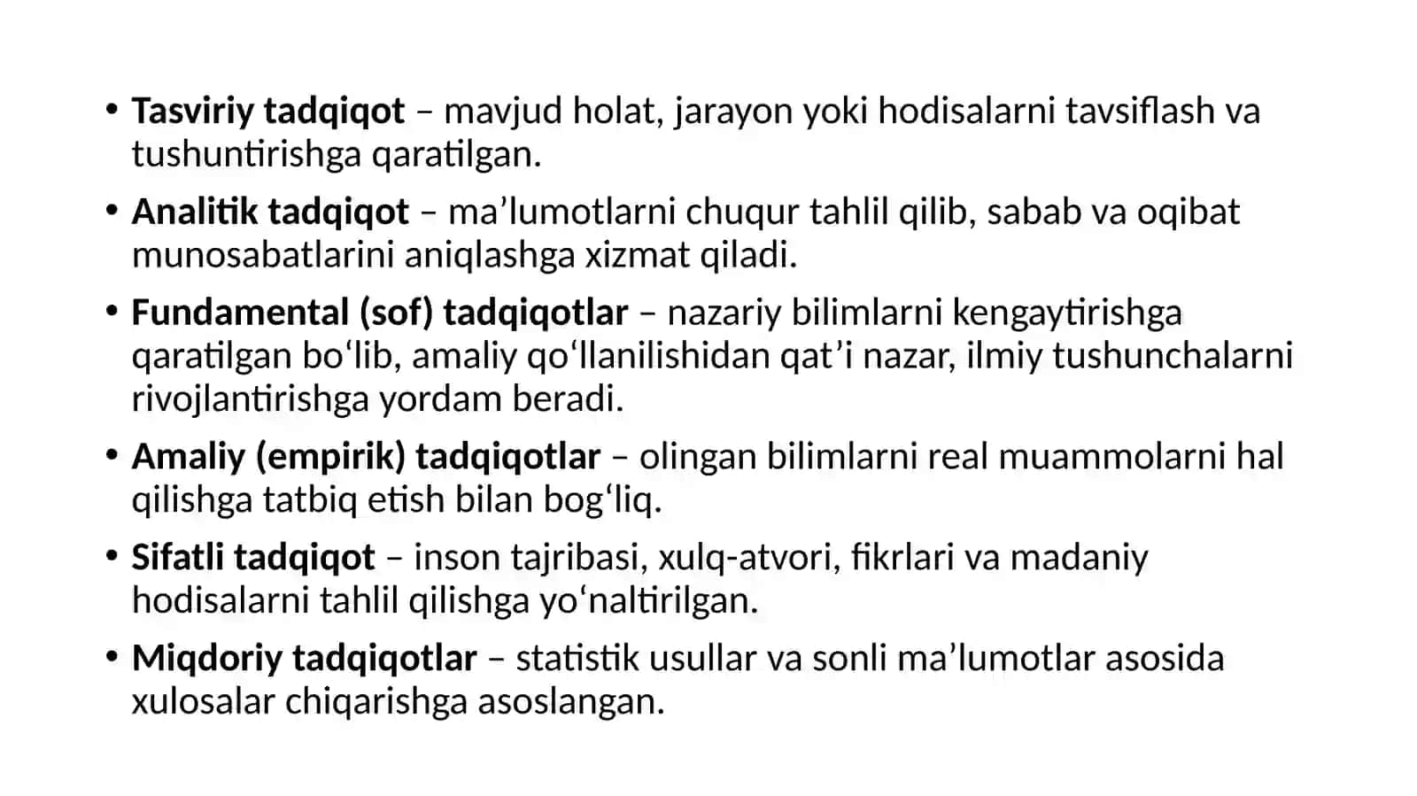 Tadqiqot turlari 4