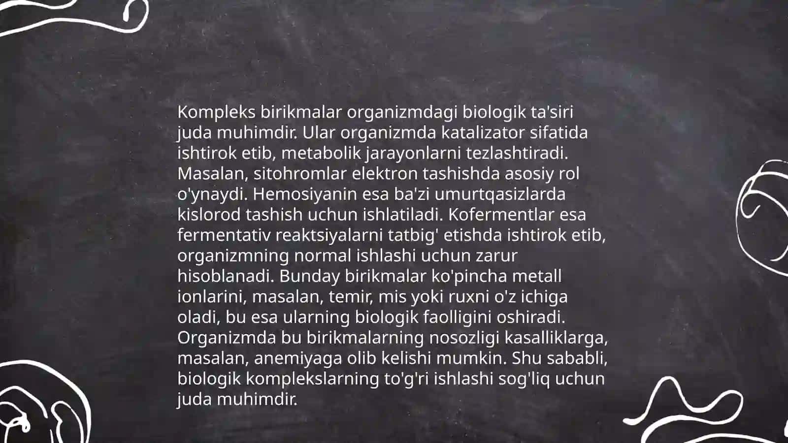 Kompleks birikmalarning organizmdagi roli 4
