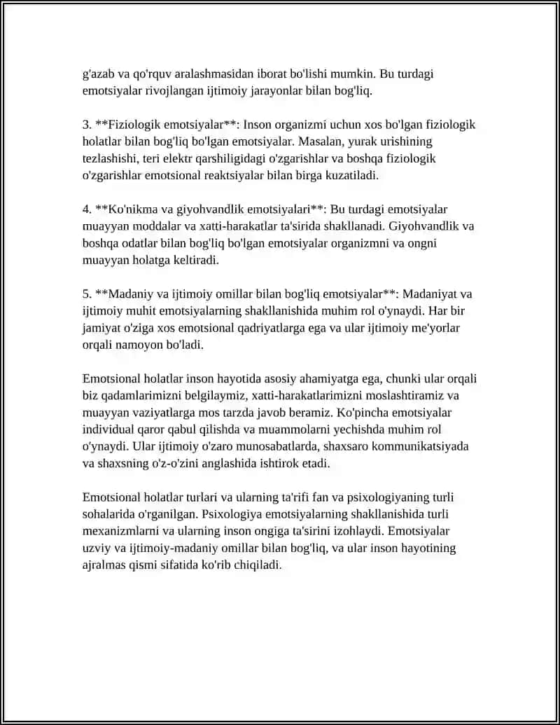 EMOTSIONAL HOLATLAR - MUSTAQIL ISH 4