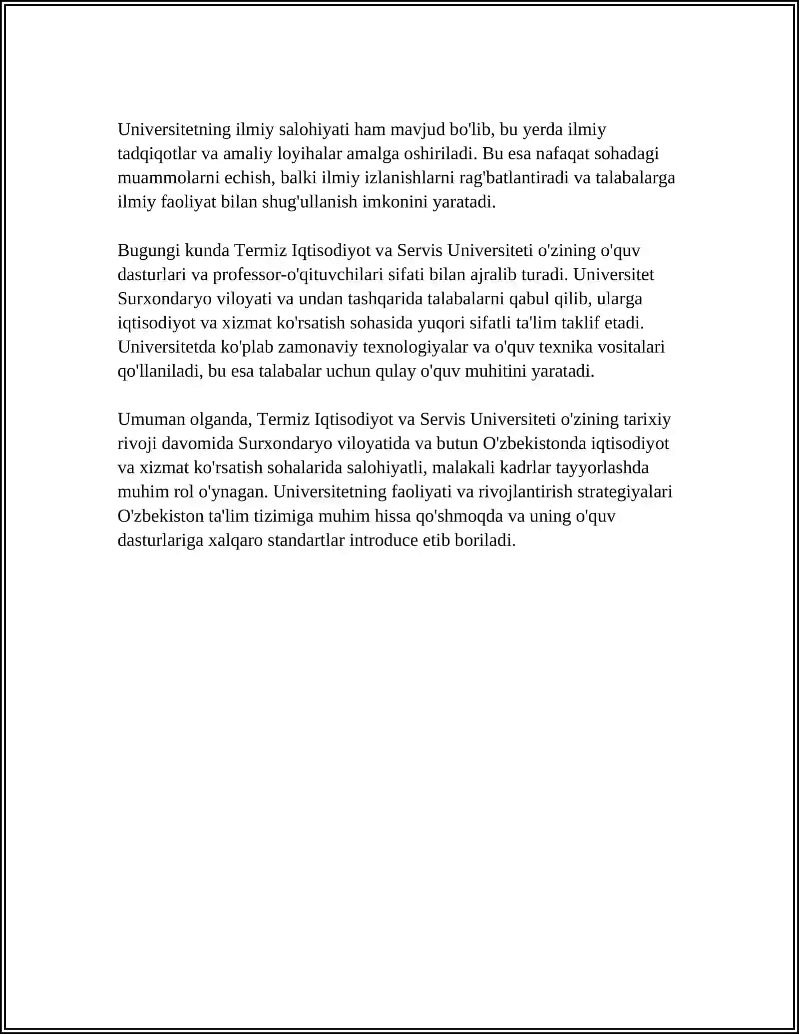 Termiz Iqtisodiyot va Servis Universiteti 4