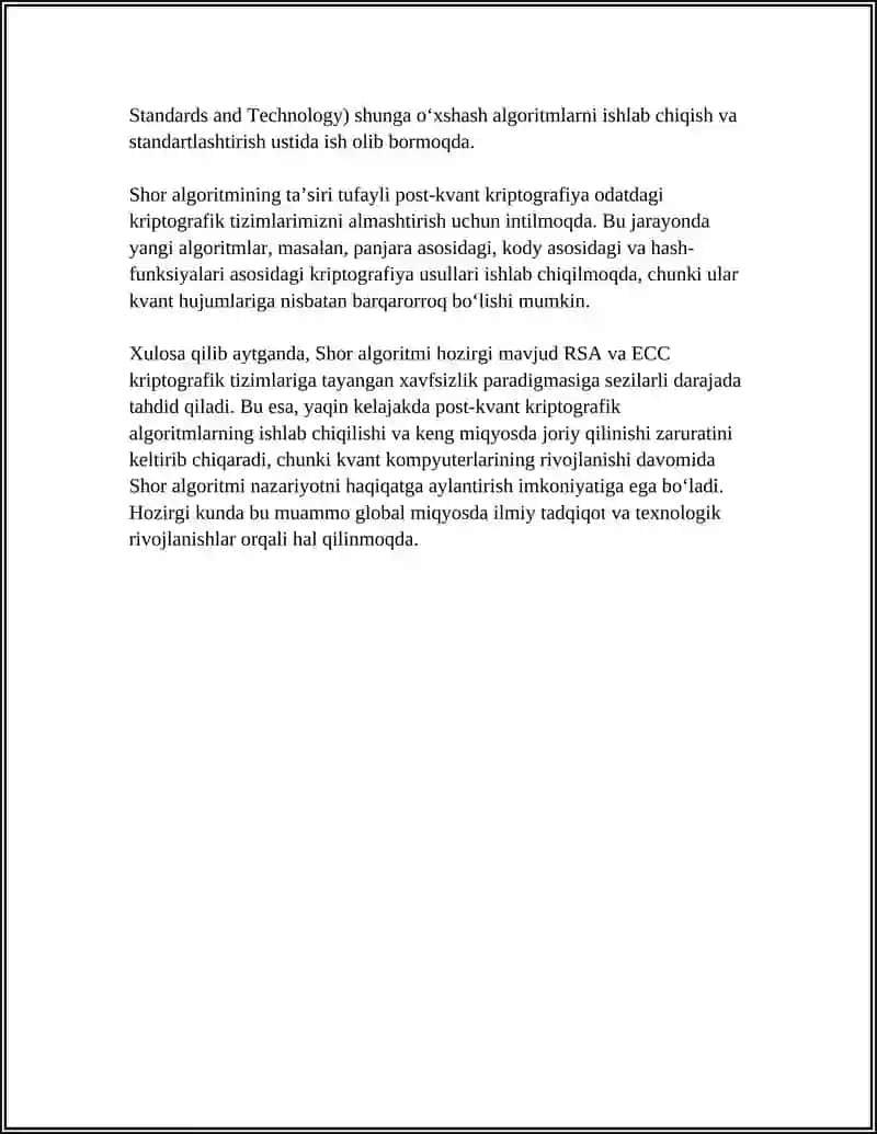 POST-KVANT ALGORITMLAR: SHOR VA GROVER ALGORITMLARINING KRIPTOTAHLILI 4