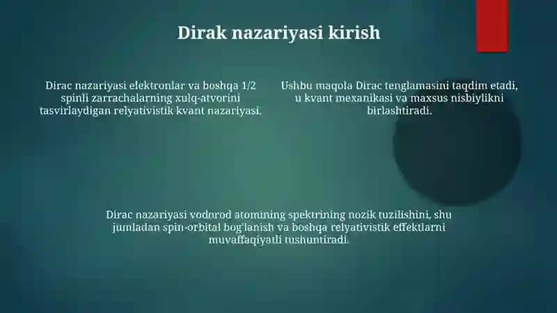 Dirak nazariyasida vodorod atomi 4