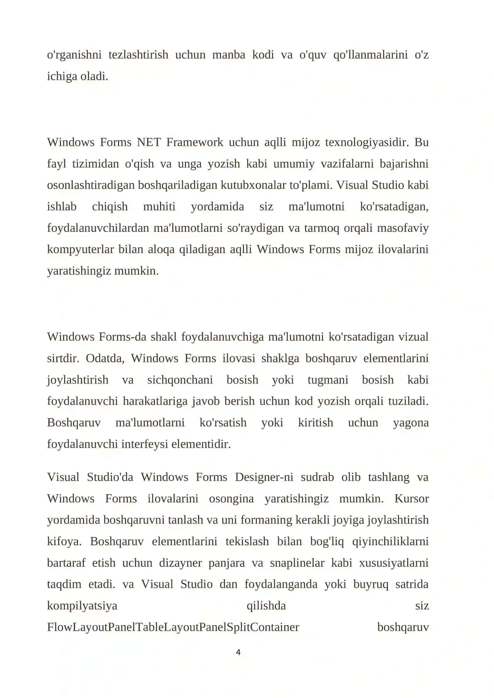 "Algoritmik tillar va dasturlash"fanidan "Windows Formsda menyu va asboblar paneli bilan ishlash" 4