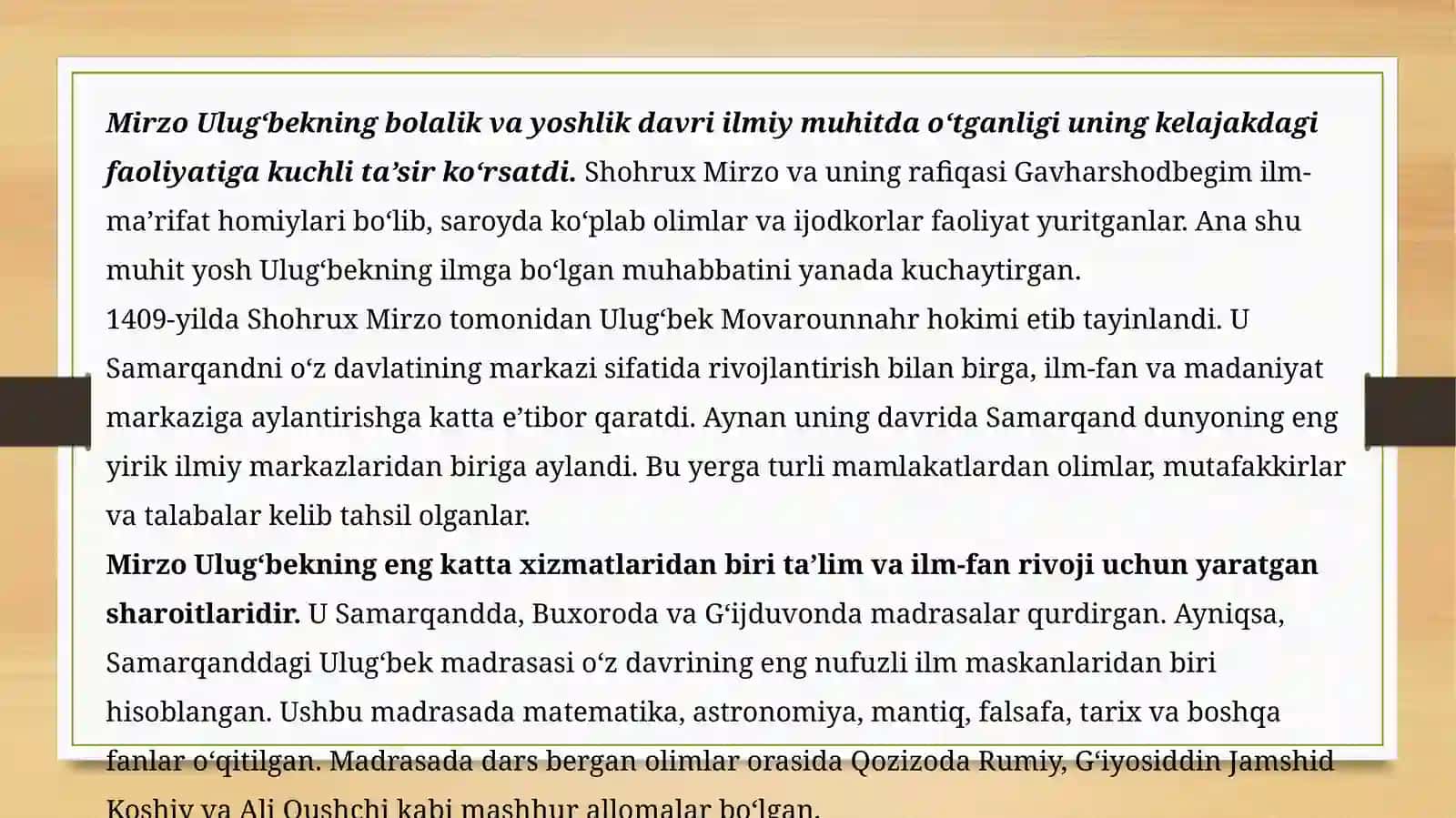Mirzo Ulug‘bekning pedagogik qarashlari 4