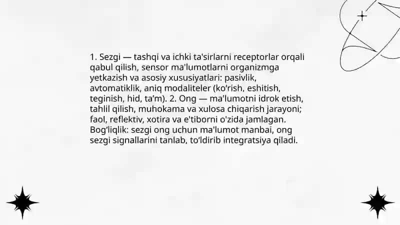 Sezgi mavzusida slayd 4
