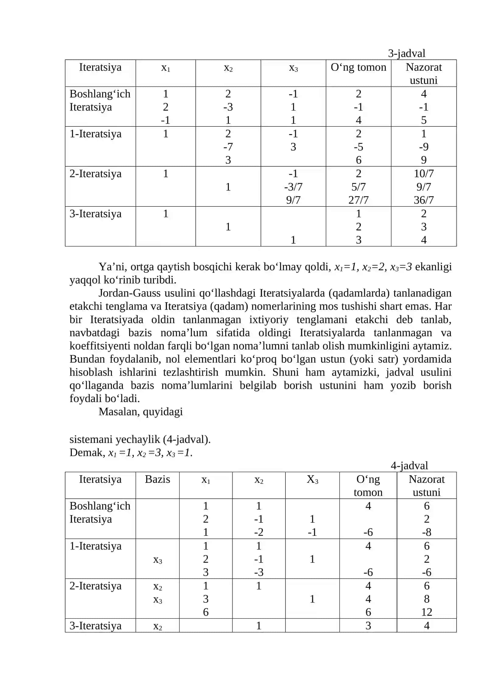 Jordan-Gauss usuli 4