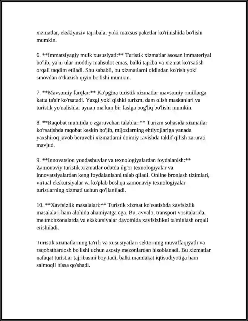 TURISTIK XIZMATLAR VA ULARNING XUSUSIYATLARI 4