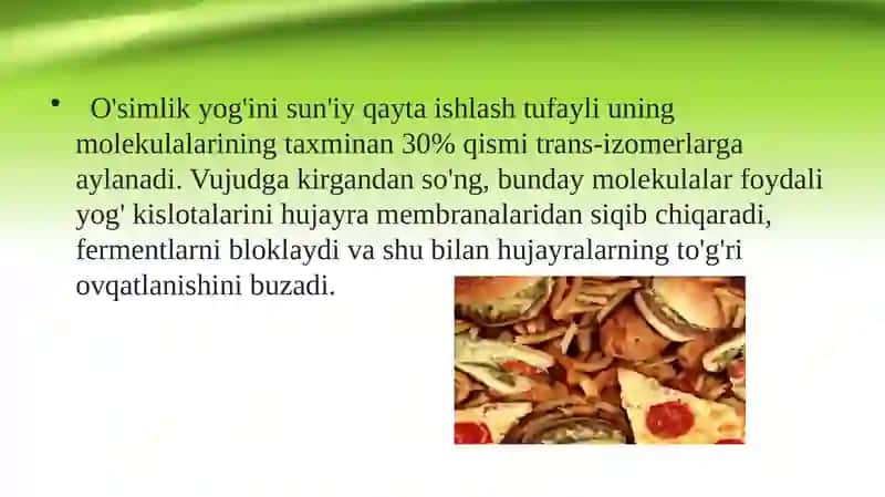 Trans yog'larning iste'mol me'yorlari 4
