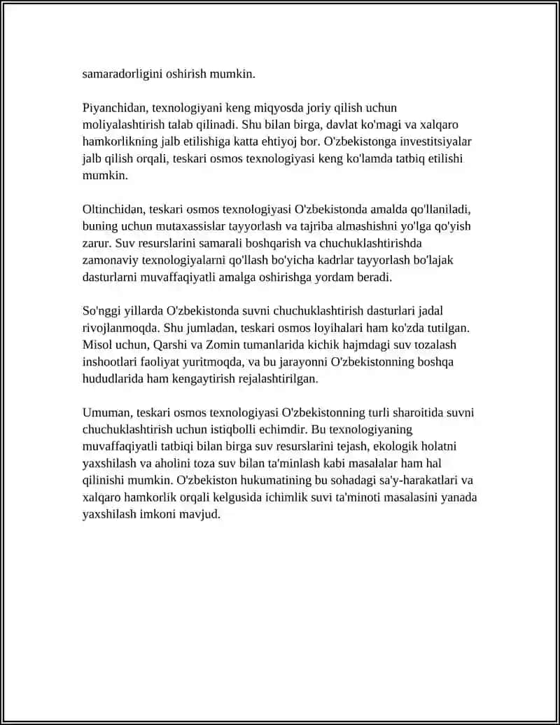 O'ZBEKISTON SHAROITIDA SUVNI CHUCHUKLASHTIRISH 4