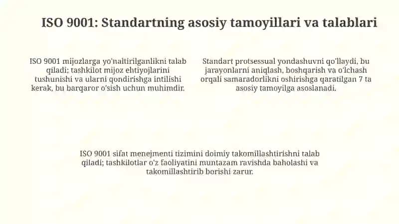 Mahsulotsifatiniboshqarishtizimlari(ISO 9001, TQM)vaularningamaliyqollanilishi 4