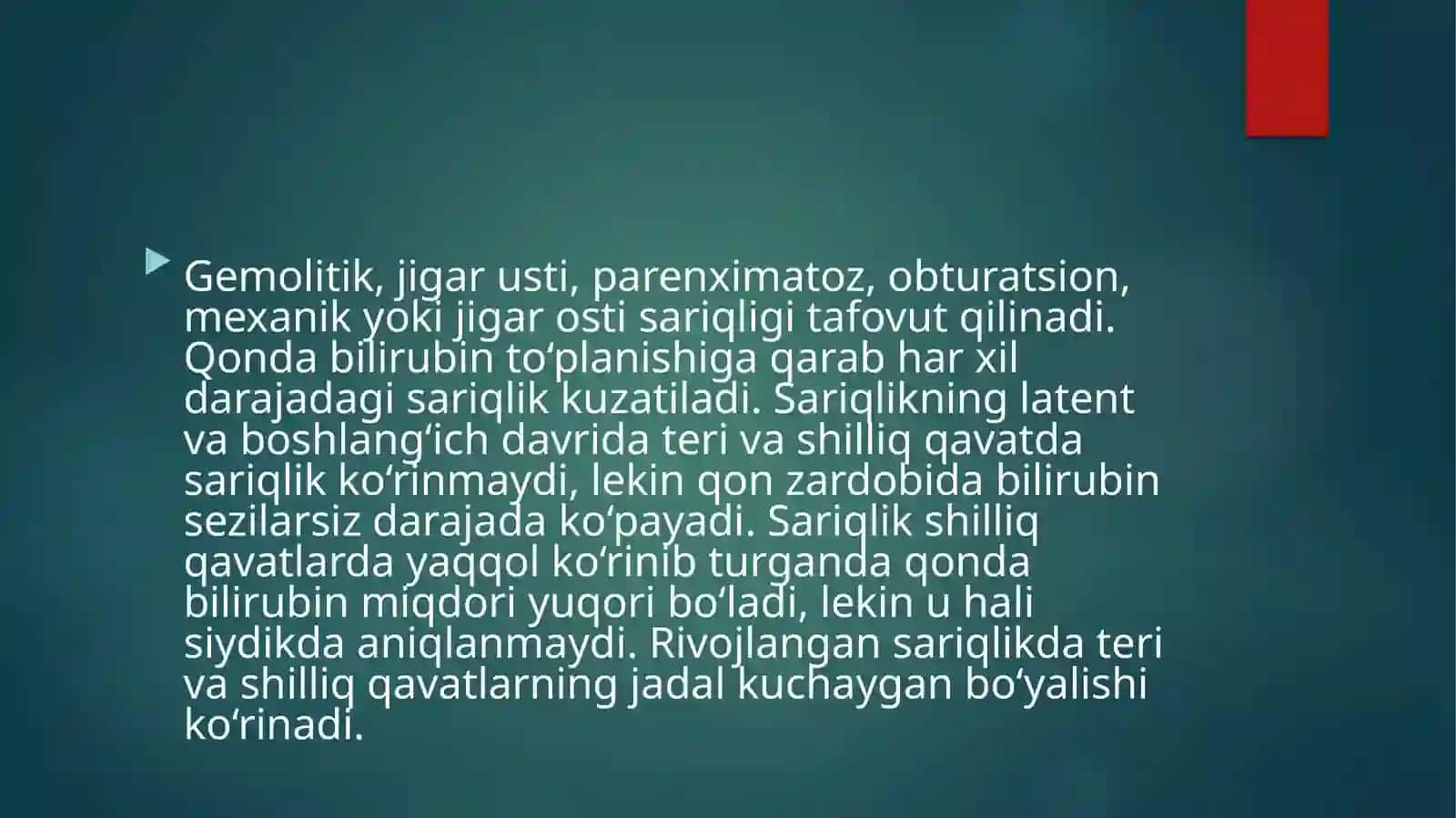 JIGAR VA O‘T PUFAGI KASALLIKLARIDAGI ASOSIY KLINIK SINDROMLAR 4