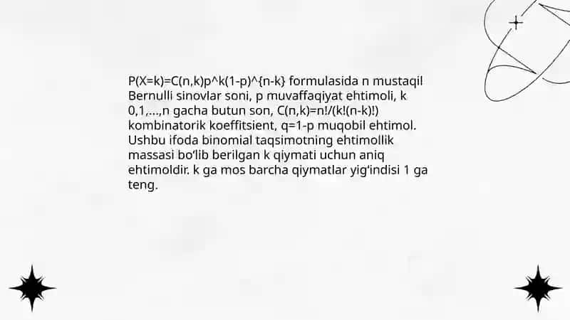 Bernuli sxemasi. Bernuli Puasson formulalari 4