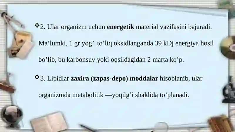 Lipidlar va oddiy yog’lar 4