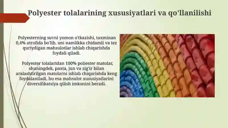 To'qimachilik va Yengil Sanoatda qo'llaniladigan eng muhim polimerlar 4