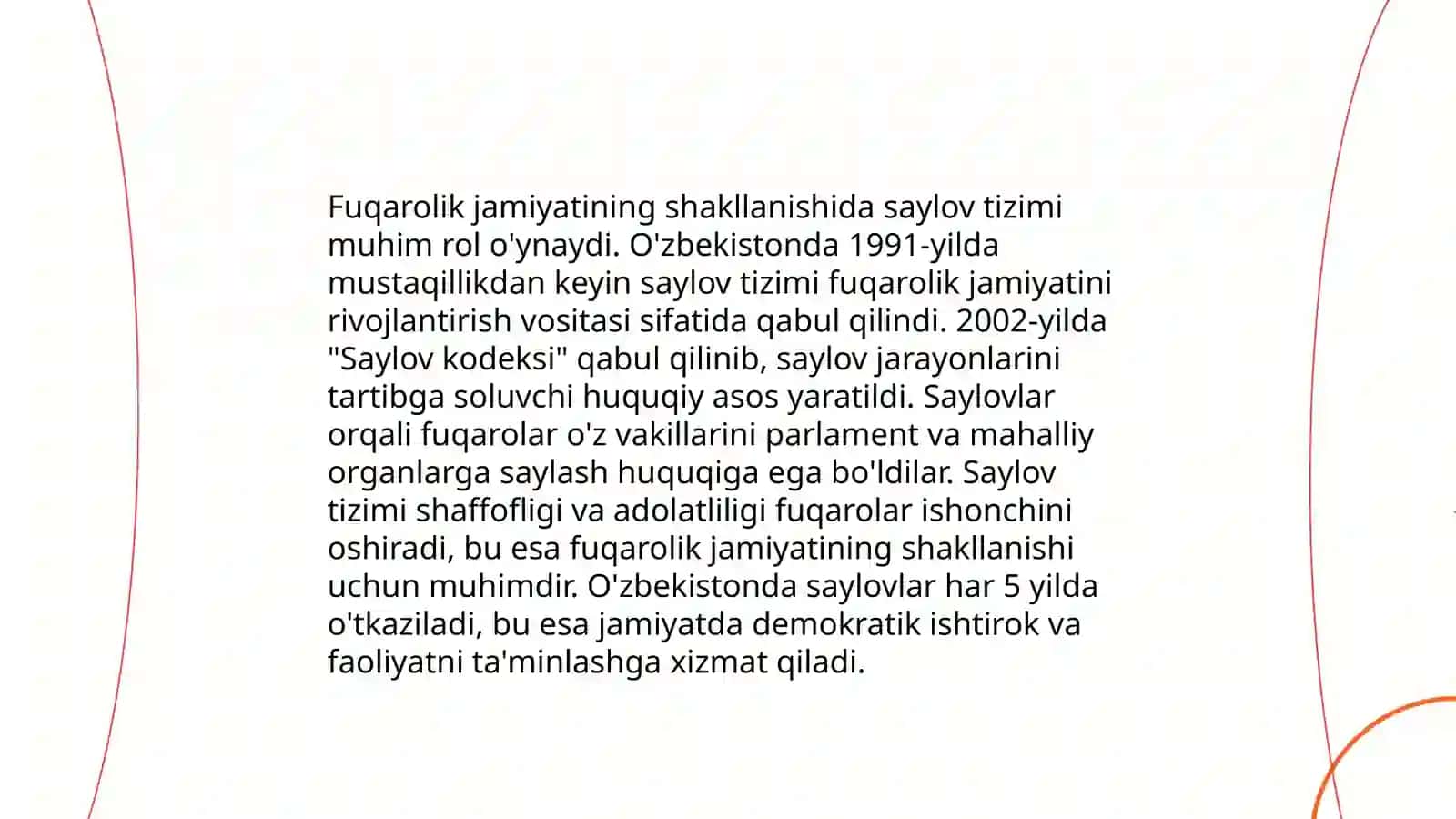 Oʻzbekistonda demokratik fuqarolik jamiyati asoslarining shakllanishi amalga oshirilgan siyosiy islohotlar 4
