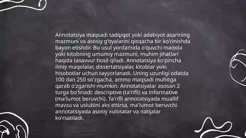 Annotatsiyaning asosiy tuzilishi maqsadi va vazifalari 4