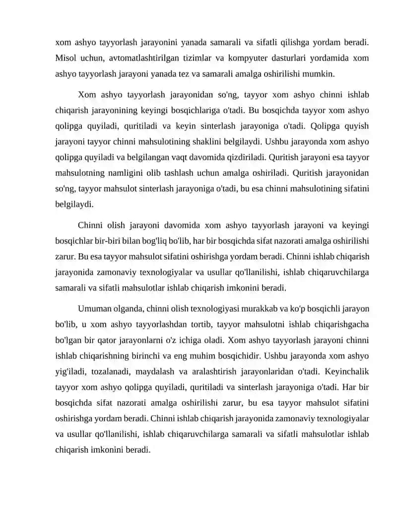 Chinni olish texnologiyasi. 4