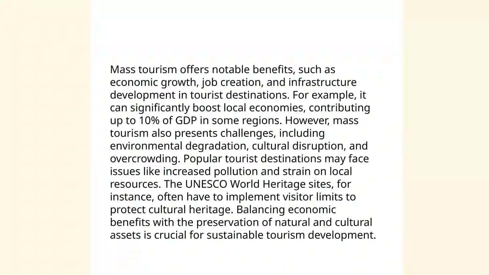 Types of Tourism: Define and give examples of mass, niche, eco, and adventure tourism 4