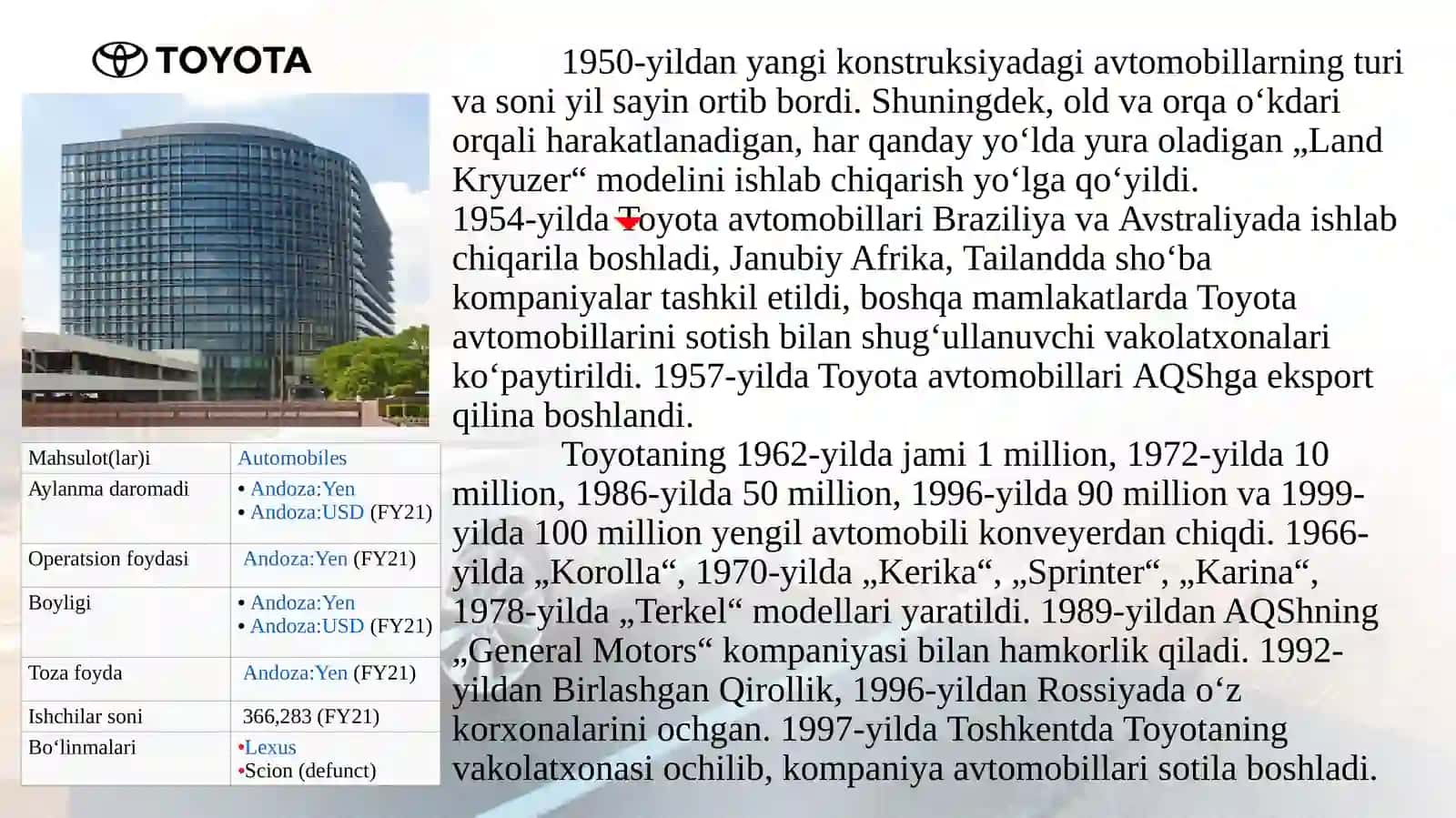 Toyota Motors Corporation 4