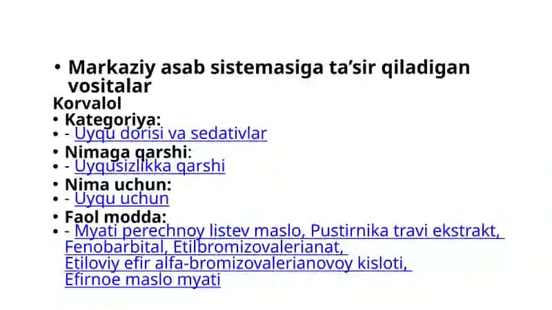 Miometriyga ta'sir etuvchi vositalar.Narkozlar 4