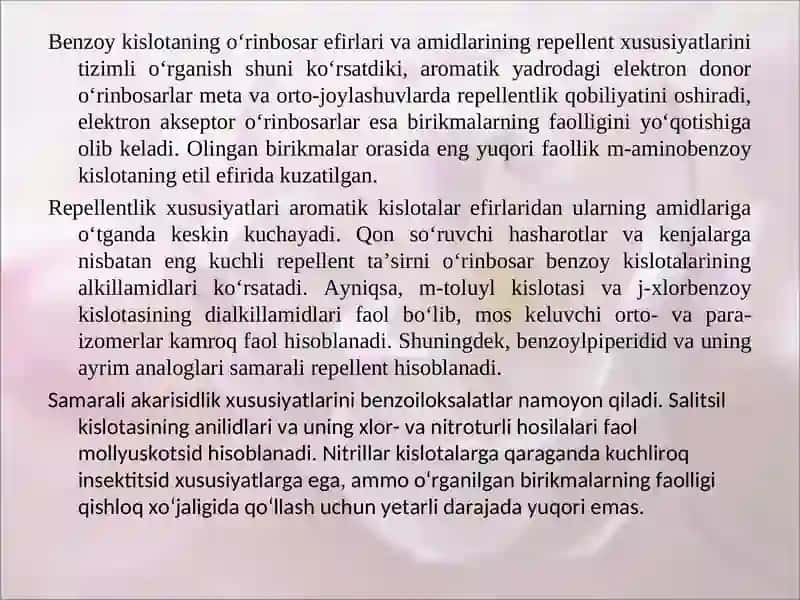 Karbon kislotalar ularning xosilalari asosidagi pestitsidlar. 4
