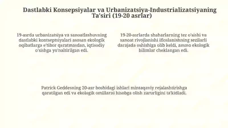 Shahar va sanoat ekologiyasi fanining rivojlanish tarixi 4
